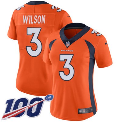 Nike Denver Broncos #3 Russell Wilson Orange Team Color Women's Stitched NFL 100th Season Vapor Untouchable Limited Jersey